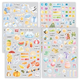 younikat Sticker Set I Seasons Over 200 Stickers I Watercolour Blue I dv_1421