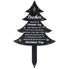 BUoonyer Christmas Stake Graves Cemetery Decorations - Grandpa Metal Memorial Grave Markers, Grandfather Graveyard Sympathy Plaque, Xmas Tree Cardinals Remembrance Graveside Decor Sign for Outdoor