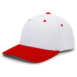 Pacific Headwear Standard M2 Performance Pacflex Cap, White/Red