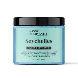 Sassy Shop Wax - Sugar Body Scrub, Seychelles - Gentle Exfoliation & Long-lasting Hydration, With an Uplifting Fragrance - For Soft, Smooth, & Radiant Skin - 400g