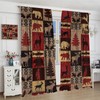 Kazynee Vintage Check Black Bear Blackout Curtains for Bedroom,Rustic Country
