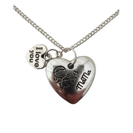 Silver Plated Necklace Mama Love Heart Charm
