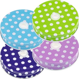 Southern Homewares Polka Dot Pattern Mason Jar Lids for Straws Set of 4 Fun Jar Lids Kids Colorful Jar Lids Straw Holes Small