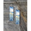Twisted R Design Earrings, Blue Wildflowers Print Wood Bar Printed