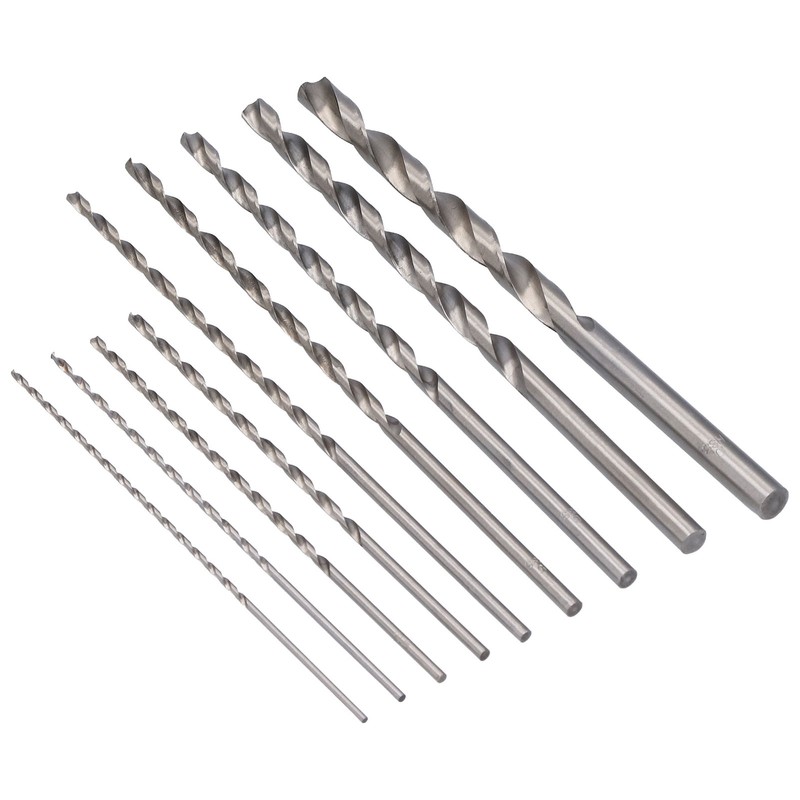 9Pcs Twist Drill Bit Extra Long High Speed Steel Drilling