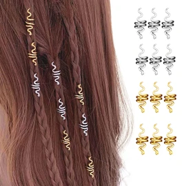 18 piezas de cuentas en espiral para el pelo, trenzas de serpiente, trenzas de serpiente, puños de metal, accesorios para decoración