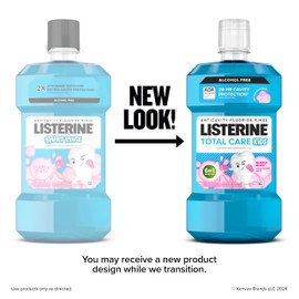 Listerine Total Care Kids Mouthwash, ADA Accepted, Alcohol Free Anticavity Sodium Fluoride Mouthwash, Oral Rinse for Cavity Protection, Bubblegum Flavor, 16.9 Fl. Oz, Pack of 3