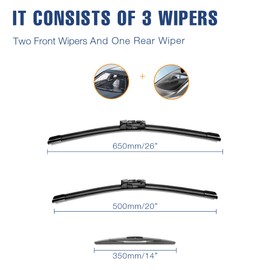 3 Wipers 26"/20"/14" Windshield Wiper Blades Replacement for Subaru Ascent 2022 2021 2020 2019 Automotive Replacement Windshield Wiper Blades,26"+20" Windshield Wipers with 14" Rear Wiper Blade Set