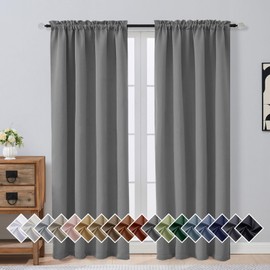 OVZME Grey Blackout Curtains for Bedroom 72 Inch Length 2 Panels Set, Solid Thermal Insulated Energy Saving Window Curtains for Living Room, Dual Rod Pocket Window Drapes, Grey, 2x40Wx72L Inches