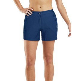33,000ft Women's Hiking Shorts Quick Dry 5" Cargo Shorts Stretch Lightweight Summer UPF50+ Shorts for Golf, Camping, Traveling, Running Deep Blue 14