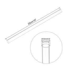 sourcing map Acrylic Pipe Clear Rigid Round Tube 11mm(0.43") ID 15mm(0.6") 10" for Lamps and Lanterns, Water Cooling System