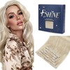Fshine Platinum Blonde Clip in Hair Extensions Real Human Hair