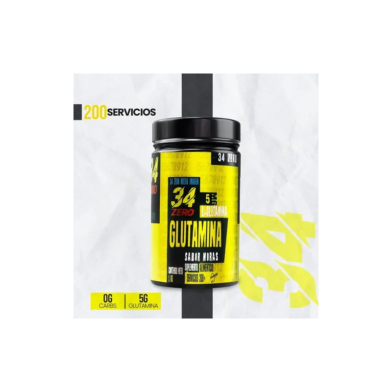 34 Zero Glutamina En Polvo 100 Servicios 1kg Varios Sabores