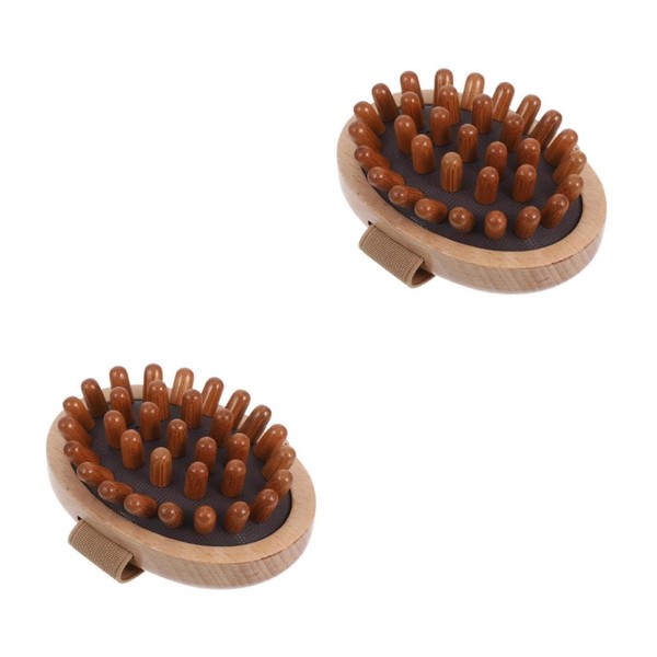 Beavorty 2pcs Wooden Scalp Massager Brush Handheld Acupoint Massage Tool