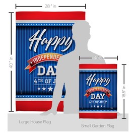 Ornament Collection 4th of July Day Garden House Flag - Kit Patriotic Fourth Independence Fireworks BBQ United State American - Decoration Banner Small Yard Gift Double-Sided Made in USA 28 X 40