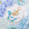 MWOOT Initial Letter W Keychain Resin Alphabet Keyrings,Blue Petals Gold