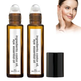 2pcs Rollerball Castor Oil,Eye Rollerball,Castor Oil and Frankincense Eye Roller,Roller Ball Essential Oil for Eye,Anti Aging Eye Cream,Anti-Wrinkle Eye Roller Serum,Eye Cream Anti Aging