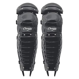 Champion Sports Umpire Leg Guards: Double Knee Umpire’s Shin Guard with Wings for Baseball & Softball - 16.5" Umpiring Shin Pads for Adults - Black