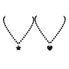 JJDreams Gothic Punk Necklace Black Pearl Necklace with Heart Pendant Halterneck Choker Woman, Zinc, No Gemstone