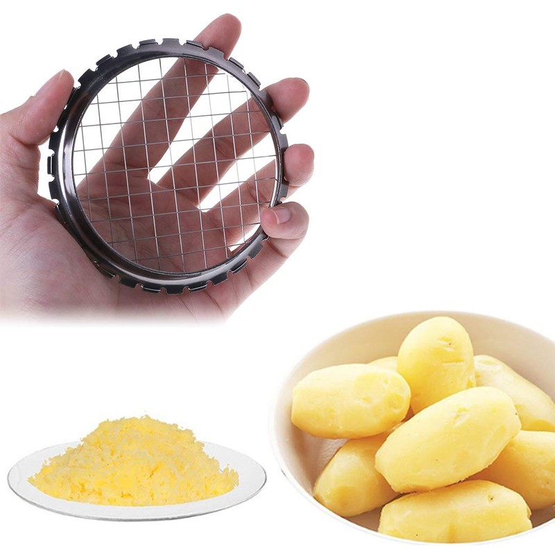 Stainless Steel Mesh Round Manual Potato Masher Slicer Tool Kitchen