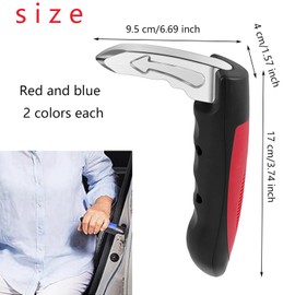 WADY Mango de Soporte de Vehículo, Paquete de 2 Asas de Coche para Personas Mayores, Manija de Puerta para Automoción, Manijas de Asistencia para Puerta de Automóvil, Martillo de Seguridad (Rojo)