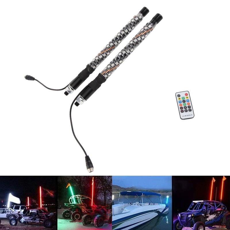 1ft LED Whip Lights 12‑24V 20 Colors IP67 Waterproof Overload