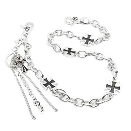UNIQSUM Maltese Cross Charm wallet chain Biker Punk Key chain With Detachable Keyring (RN Silver)