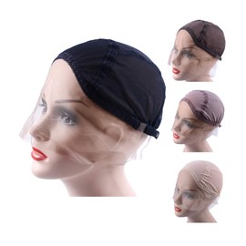 Lace Front Wig Cap for Making Wigs with Adjustable Strap Glueless Weaving Wig Caps Lace Hairnet (Black M 54 cm)