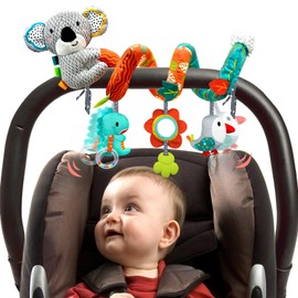 MONSTIME Car Seat Toys for Babies 0-6 Months, Newborn Toys Baby Toy 0-3 Months Stroller Toys, Infant Toy 0-6 Month for Carseat Stroller Crib with Mirror, Rattle, Teether for 0 3 6 9 12 Boys Girls
