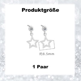 Star Stud Earrings for Women, 925 Silver Decorated with Shiny Cubic Zirconia Stud Earrings, Bohemian Star Earrings, Hypoallergenic Earrings for Women Girls, Unit size, Sterling Silver, No Gemstone