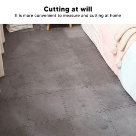 Shanrya Alfombrilla de Espuma de Felpa para Suelo, Forro Coralino Suave y Grueso, Gran Cobertura, 10 Uds., Antideslizante, Gris