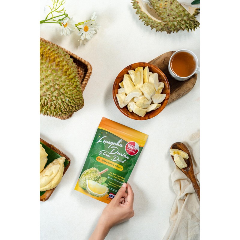 LUNGCHA Freeze Dried Durian Pure Premium King of Thai fruit,