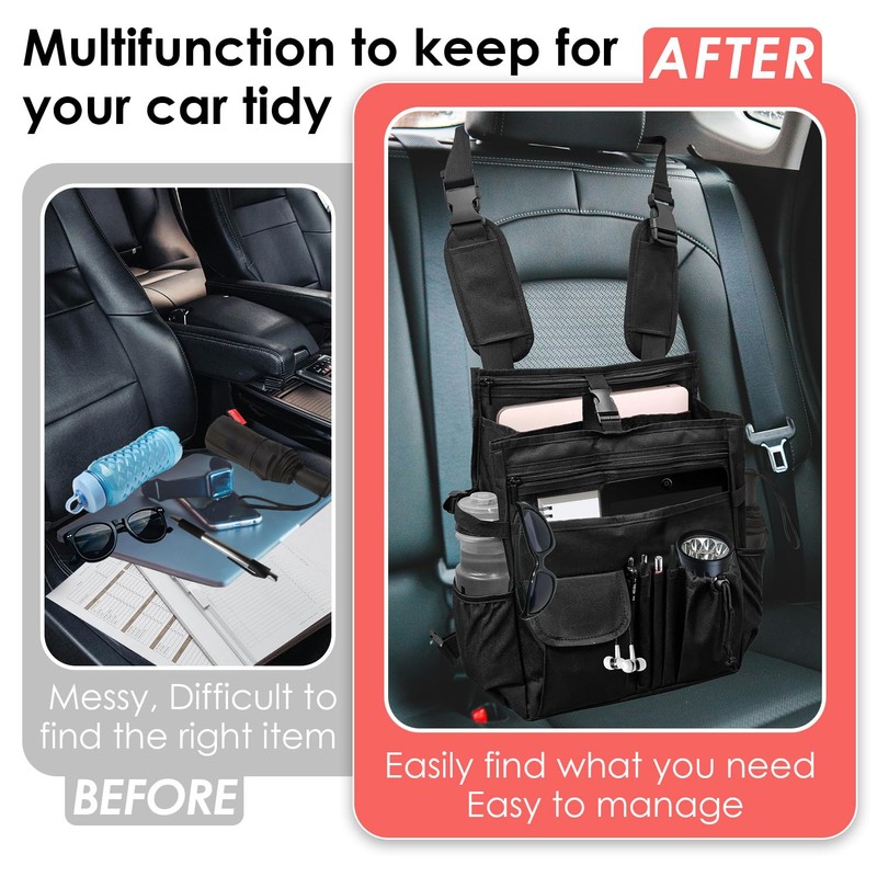 Socpuro Car Front Seat Organizer Seat Back Organizer, Protable Seat