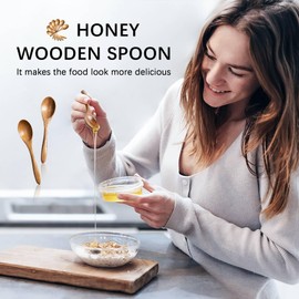 Hefild 7 PCS Small Wooden Spoons, 5.8 Inch Honey Spoons for Tea, Acacia Wooden Honey Teaspoon for Coffee, Little Tiny Wood Spoons, Bamboo Table Spoon for stirring, Wooden Spoons for Utensils Set