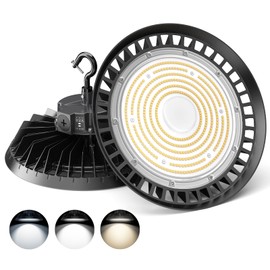 UFO LED High Bay Light 150W 120W 90W Adjustable 5700K 5000K 4500K Dimmable DLC ETL High Bay LED Shop Light 22500LM, IP65 Commercial Bay Lighting for Warehouse Workshop Gym, 5' Cable w/ Plug, 100-277V