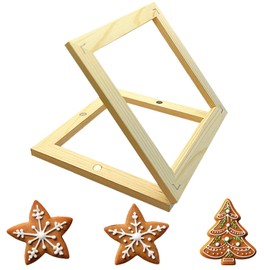 Olah-Olah Magnetic Cookie Stencils Holder, 5.7''x5.7'' Wooden Cookie Stencil Frame for Painting Stencils, Royal Icing Airbrush, Decorating Baking Tools