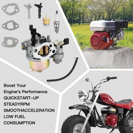 SENJWARM Carburetor for Coleman Powersports 196cc CT200U CT200U-EX Predator 196cc 212cc Honda GX160 GX200 Mini Bike Go Kart Trail 200 Mini Bike Baja HT65 WR65 Carb with Fuel Filter Spark Plug Gaskets