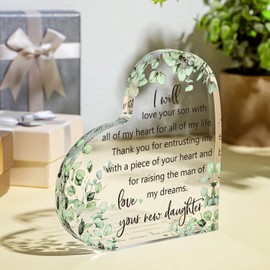 Gift for Mother of the Groom from Bride Mother of the Groom Gifts Wedding Gifts I Will Love Your Son with All My Heart for All My Life Decor Wedding Gifts for Mother of the Groom (Heart Eucalyptus)