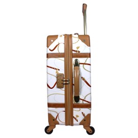 World Traveler Chariot Gatsby Vintage Hardside Train Case Spinner Luggage – New Airline Approved Size, Posh Ivory, 20-Inch Carry-on