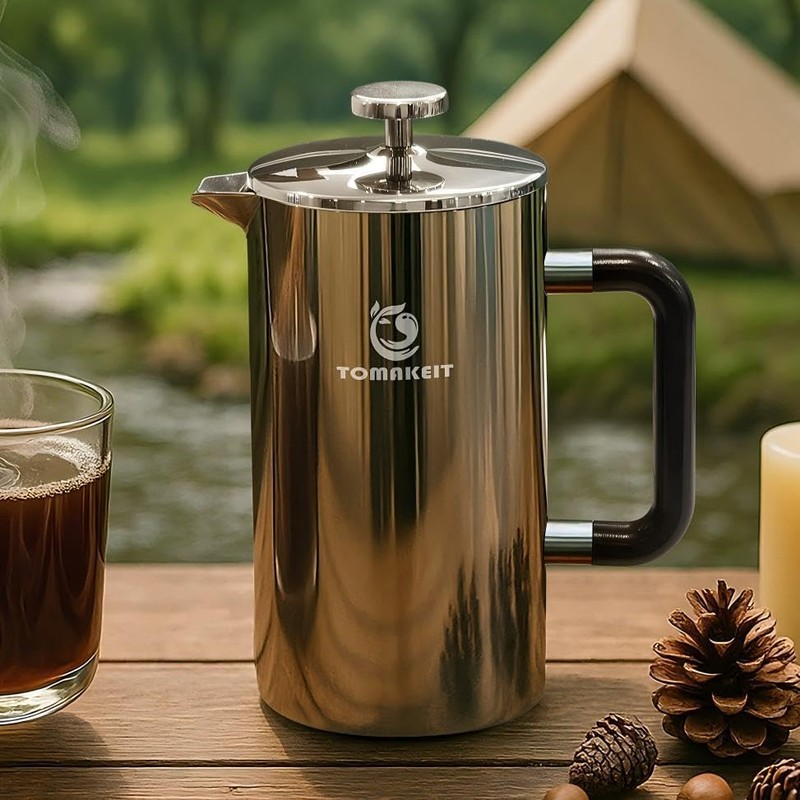 TOMAKEIT 1L/34 Oz French Press Coffee Maker,304 Stainless Steel Coffee
