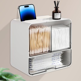 Wensdr Tampon Holder for Bathroom Decor, Feminine Product Organizer with Drawer and Lid, Wall Mounted Tampon and Pad Holder for Bathroom, Shark Week Bathroom Organizer - No Drilling Installation