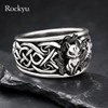 Rockyu Men's Silver Nine Tailed Fox Ring, Stylish, Stainless Steel,