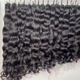 Wholesale Vietnamese Raw Human Hair Weave Bundles High Quality Original Double Drawn Natural Wave Hair Burmese Curlystyle: Natural Wave, color: natural color, Stretched Length: 24"