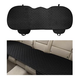 BWBWND Linen Car Seat Cover, Anti-Slip Bottom Bench Protector Rear Seat Pad with Storage Pockets, Comfy Breathable Long Rear Seat Cushion Pad for Most Vehicles, Car Accessories (Rear Black)
