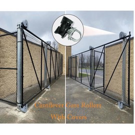 Cantilever Gate Rollers, Nylon Sliding Gate Rollers with Covers for 4" Round Post, 2-3/8" or 2-1/2" for Chain Link Fence Gate Frame, Slide Gate Rollers- Pack of 1
