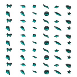 Outanaya 120pcs Nail Art Rhinestones Kit Green Flatback Bling Stones for DIY Nail Decorations Unique Shapes Salon