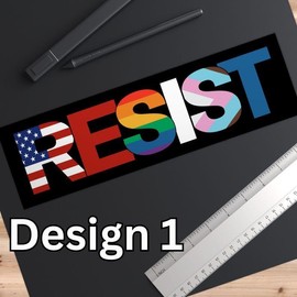Resist Bumper Sticker, Rights, Trans Equality, Liberal Sticker, Stop Project 2025,Social Justice Gift - Size: Car Magnet 10'' × 3''