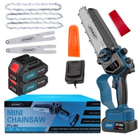 Cordless Chainsaw, Electric Chain Saw with 2 Pack 4000mAh Batteries, Battery Chainsaw with Logging Wedge Electric Saw for Cutting, Trimming, Gardening, Camping(3 chains & 2 chain plates)