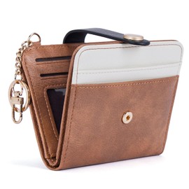 POIUGOYA Slim Wallet for Women,RFID Blocking Bifold Credit Card Holder with Zipper Coin Pocket,ID Window,Keychain