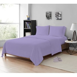 MistyMorning Flat Sheet, Soft & Premium quality Bedding & Linen, Egyptian Cotton with 200 Thread Count. (Lilac, Single)